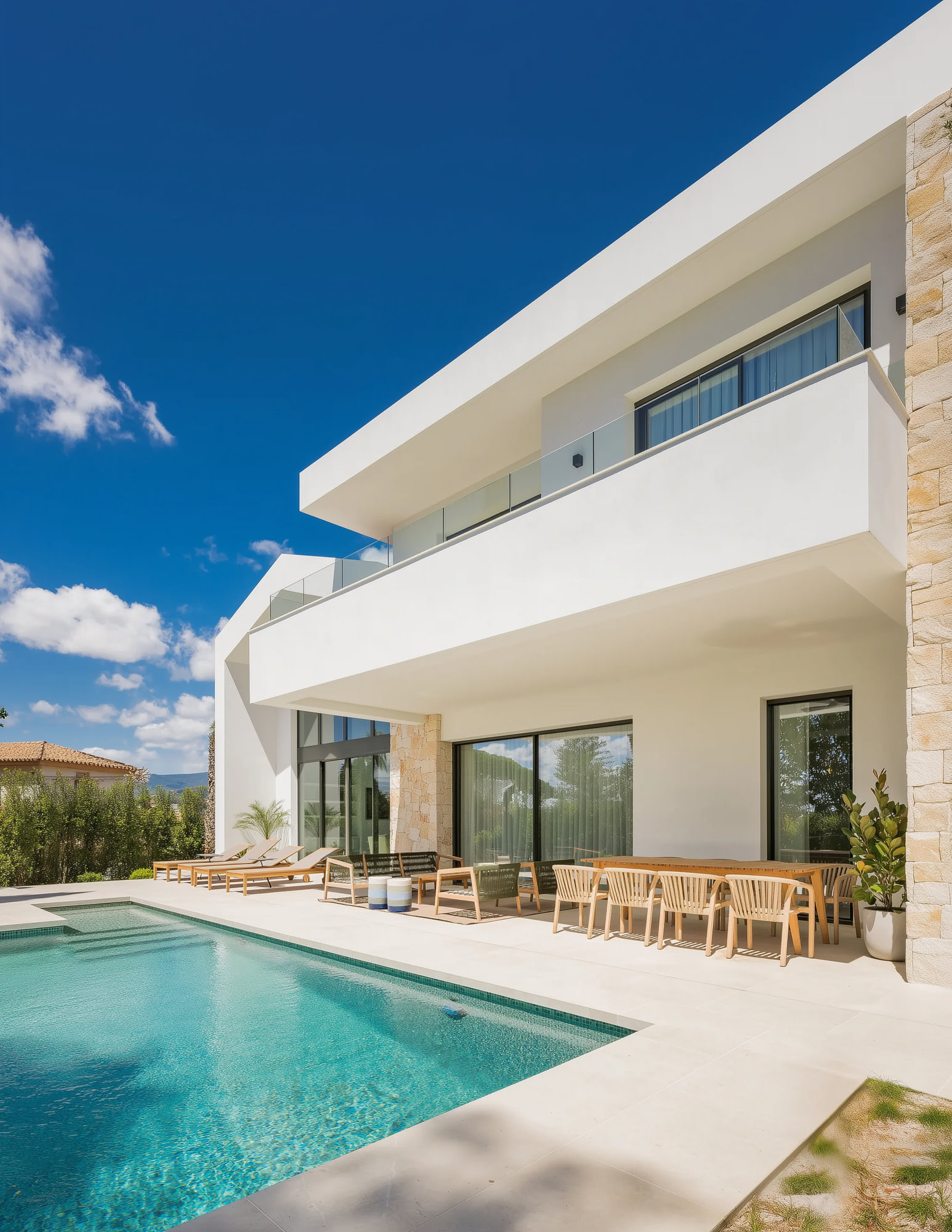 Infinity pool terrace connected with the interior living spaces