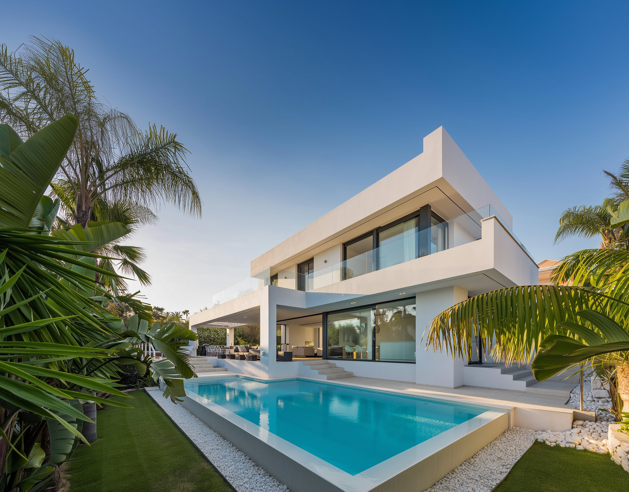 M152 – elegant flat-roof villa with tropical garden and open views